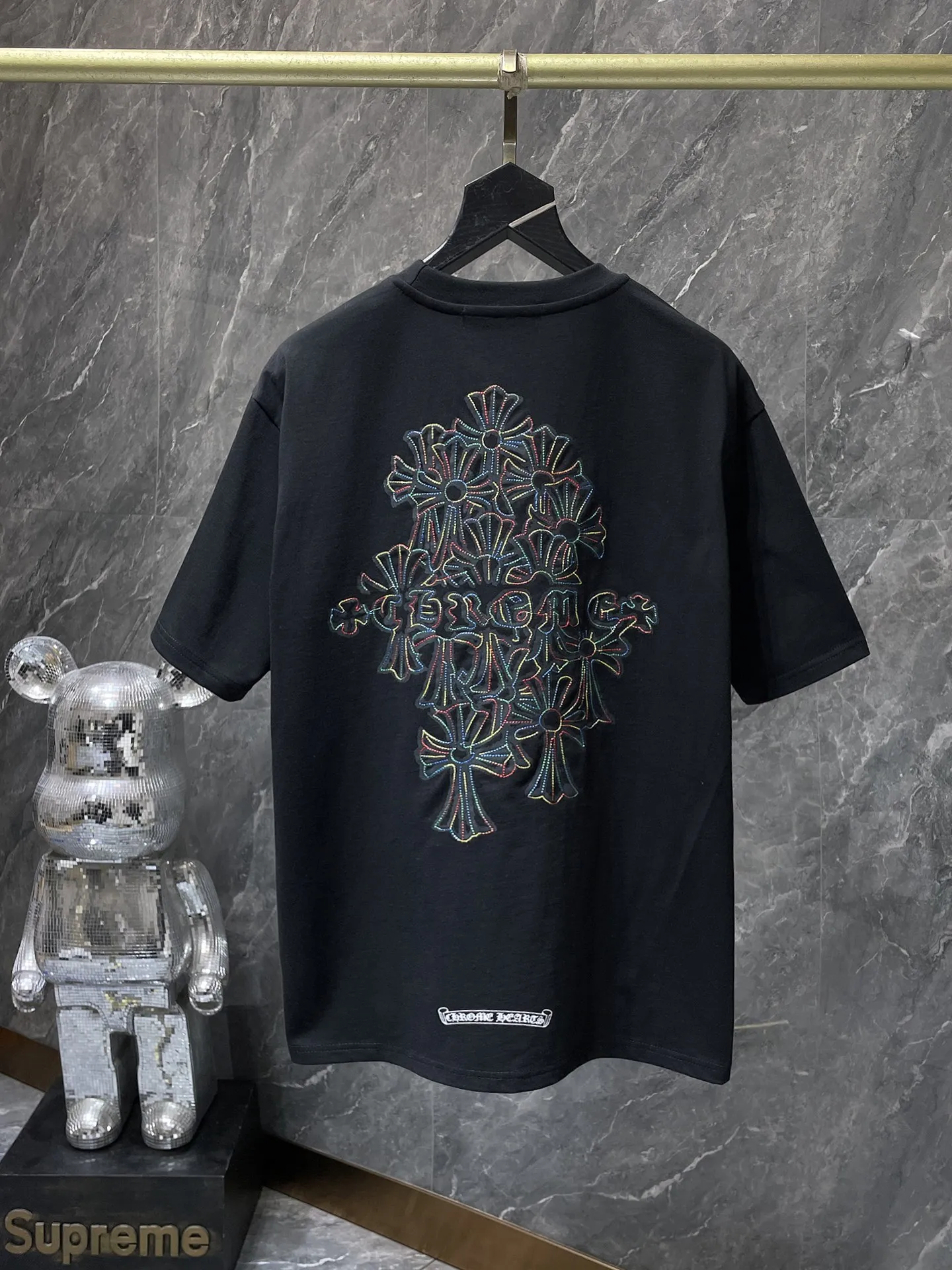 P150 new Chrome Hearts 25ss high version for summer! High-weight, environmentally friendly and high-quality top-quality fabric 275g~270g Crow overlapping color cross Sanskrit embroidered short sleeves. Counter synchronization. 1:1 replica version. Recommended colors: white, black